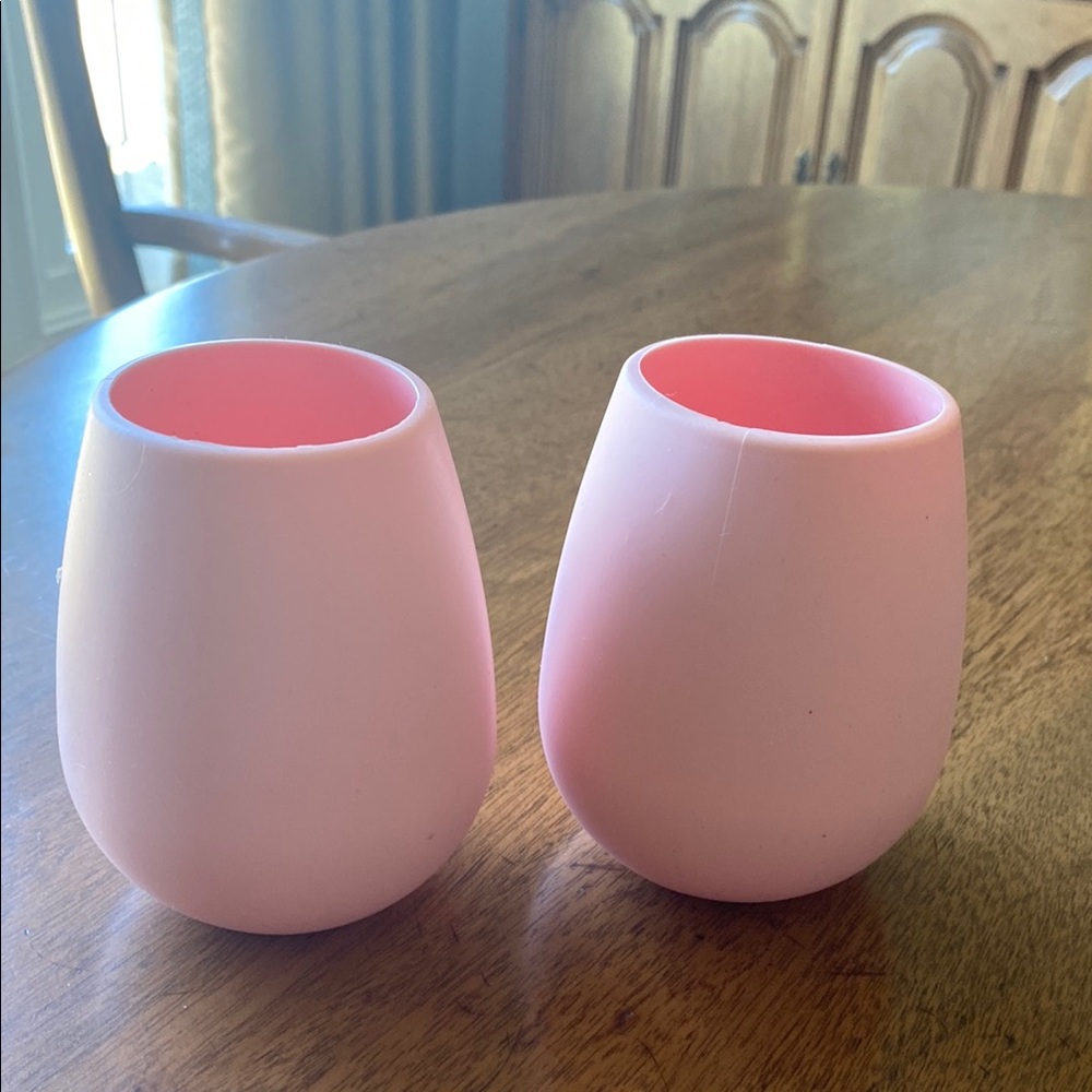 Pink Silicone Stemless Wine Glasses